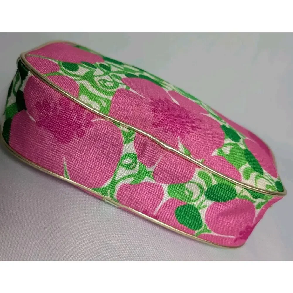 Lilly Pulitzer Estee Lauder Zipper Cosmetic Case Bag Pouch Pink Green Floral